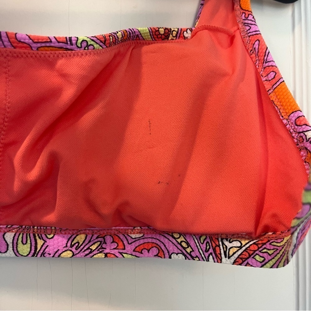 Jessica Simpson Retro Pink Orange Paisley Tie Bikini Top Size XL - Picture 12 of 12